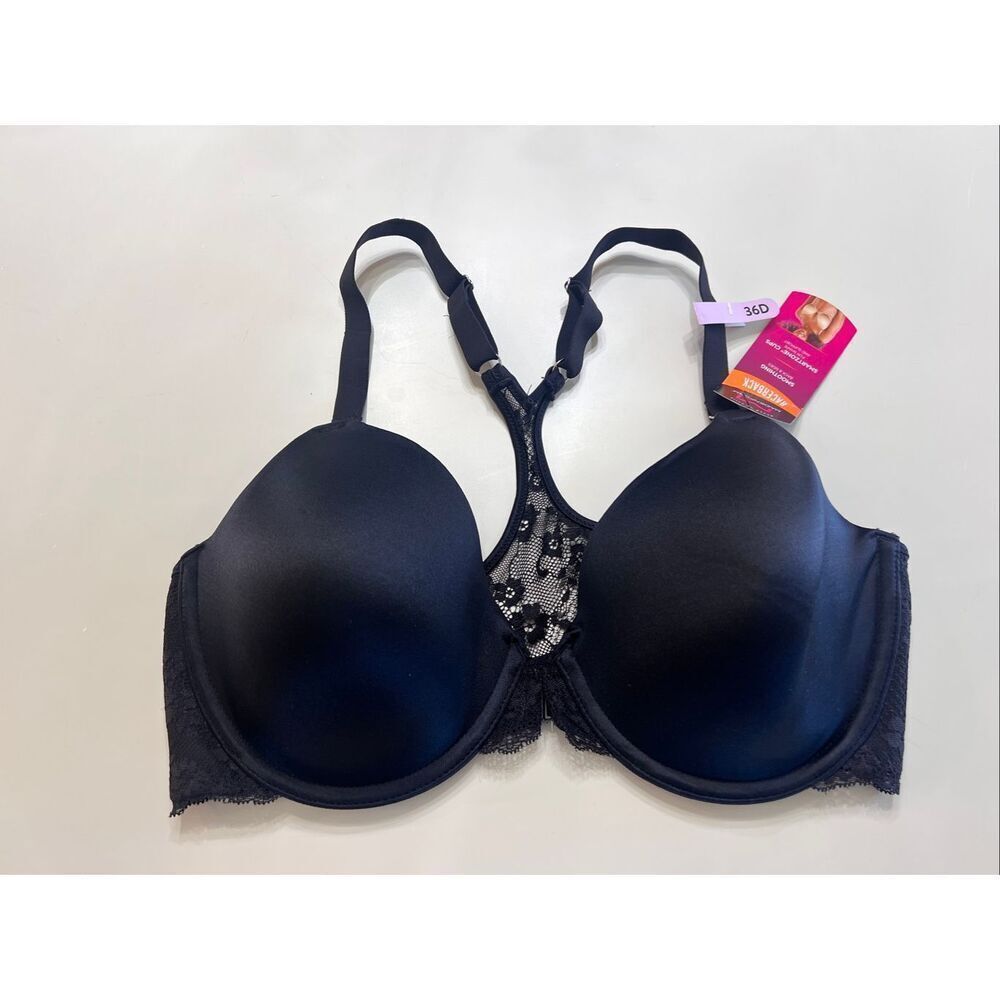 Maidenform Women's One Fab Fit Extra Coverage Lace T-Back Bra Black Size 36D NWT
